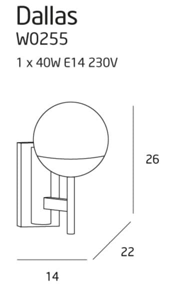 LAMPA KINKIET DALLAS CZARNY OD MAXLIGHT W0255