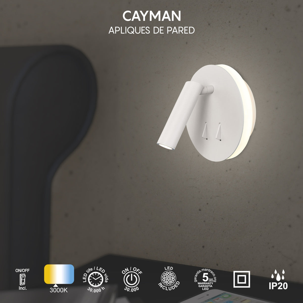 LAMPA ŚCIENNA CAYMAN OD MANTRA 6080
