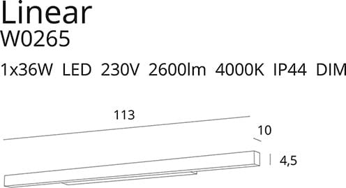 LAMPA KINKIET LINEAR BIAŁY OD MAXLIGHT W0265
