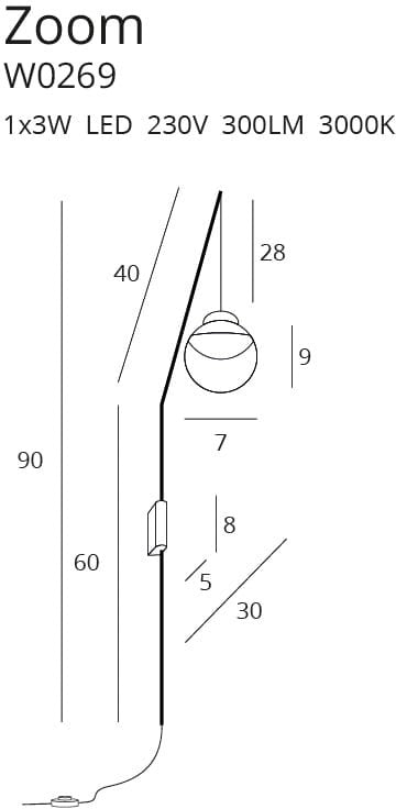 LAMPA KINKIET ZOOM CZARNY OD MAXLIGHT W0269