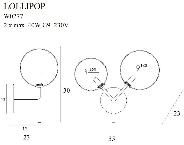 LAMPA KINKIET LOLLIPOP CZARNY OD MAXLIGHT W0277