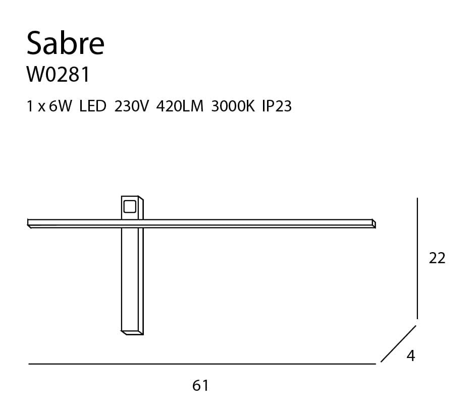 LAMPA KINKIET SABRE CZARNY OD MAXLIGHT W0281