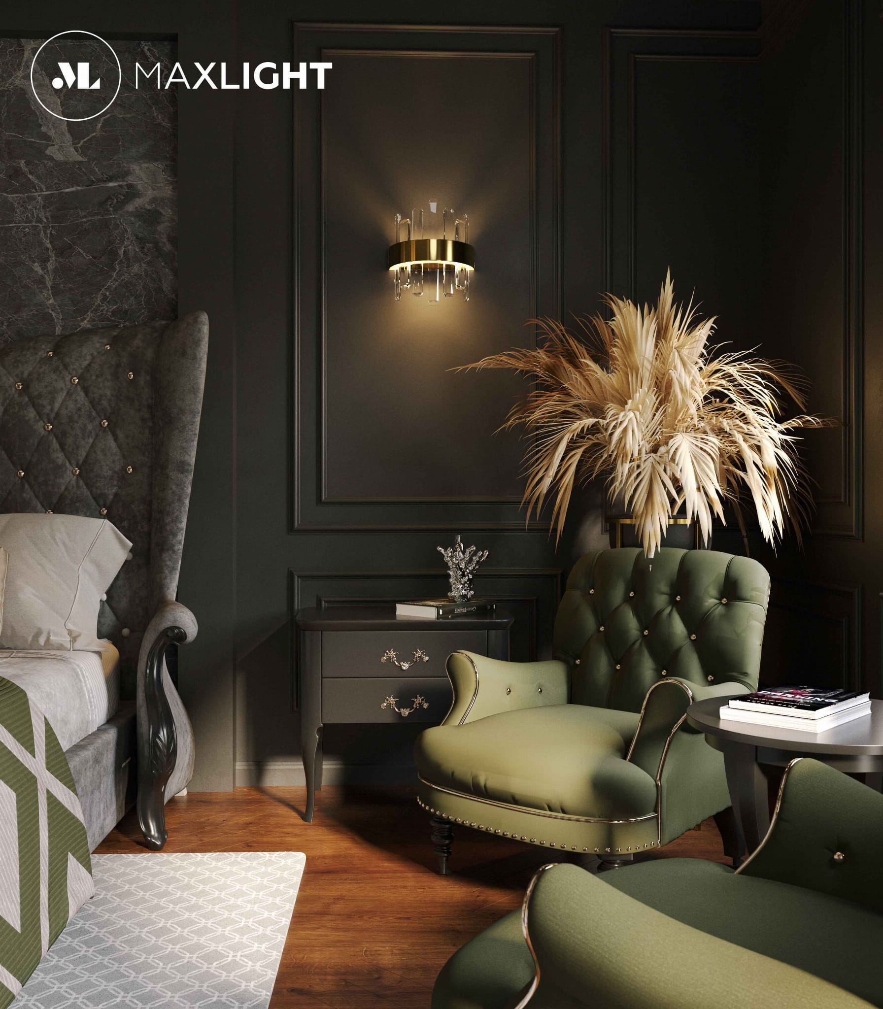 LAMPA KINKIET PRINCE ZŁOTY OD MAXLIGHT W0287