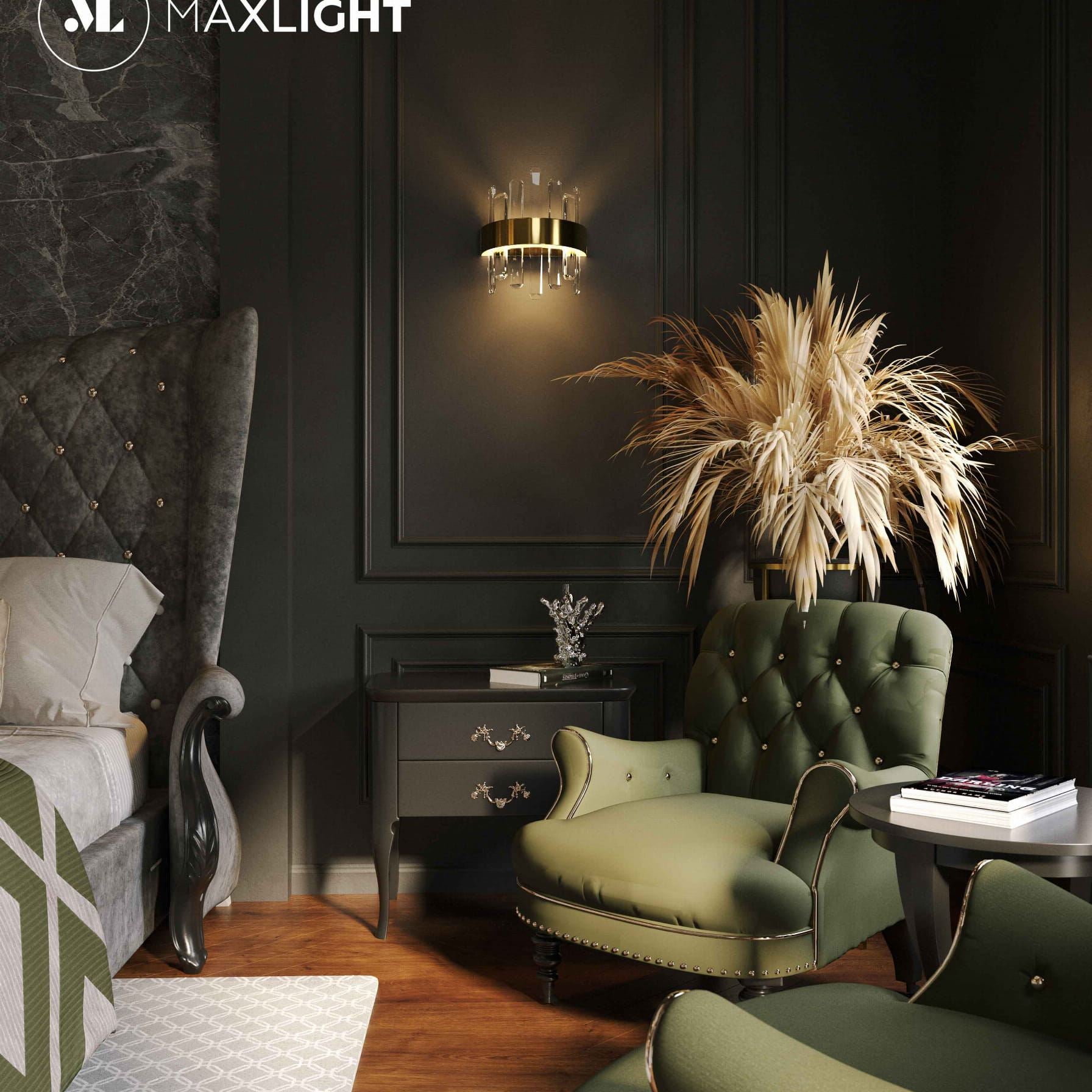 LAMPA KINKIET PRINCE ZŁOTY OD MAXLIGHT W0287