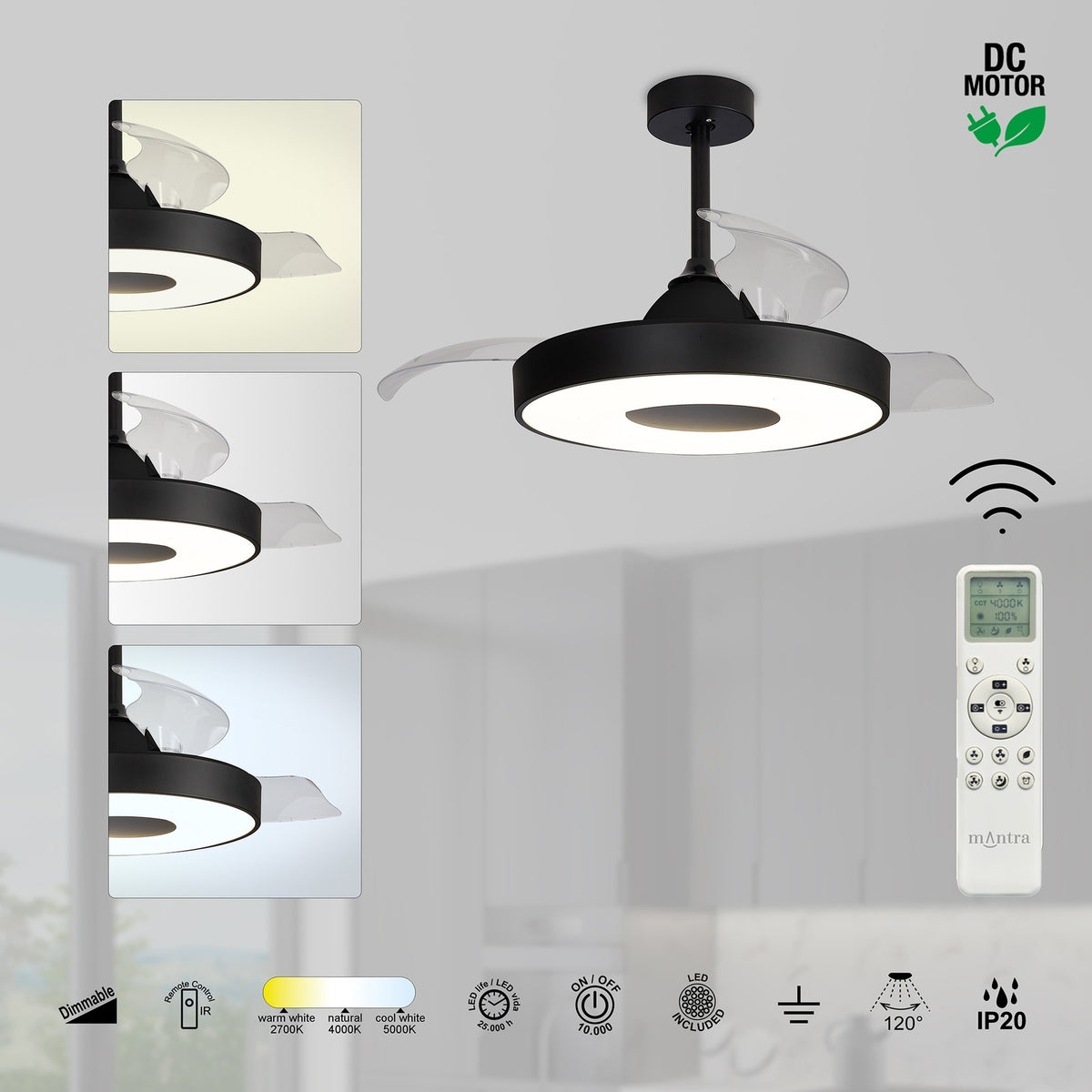 LAMPA WENTYLATOR SUFITOWY COIN FAN OD MANTRA 8218