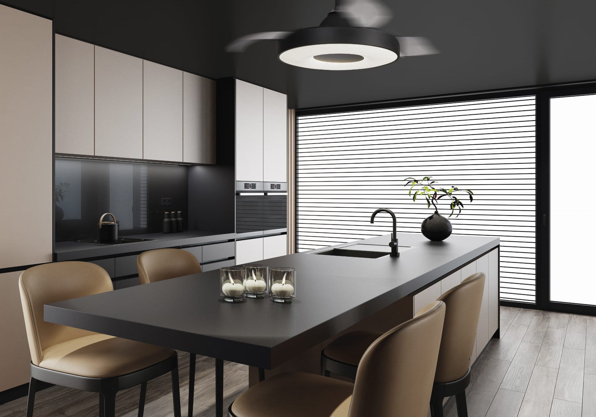 LAMPA WENTYLATOR SUFITOWY COIN FAN LED CZARNY od MANTRA