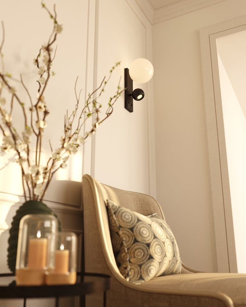 LAMPA KINKIET ATOM CZARNY OD MAXLIGHT W0351