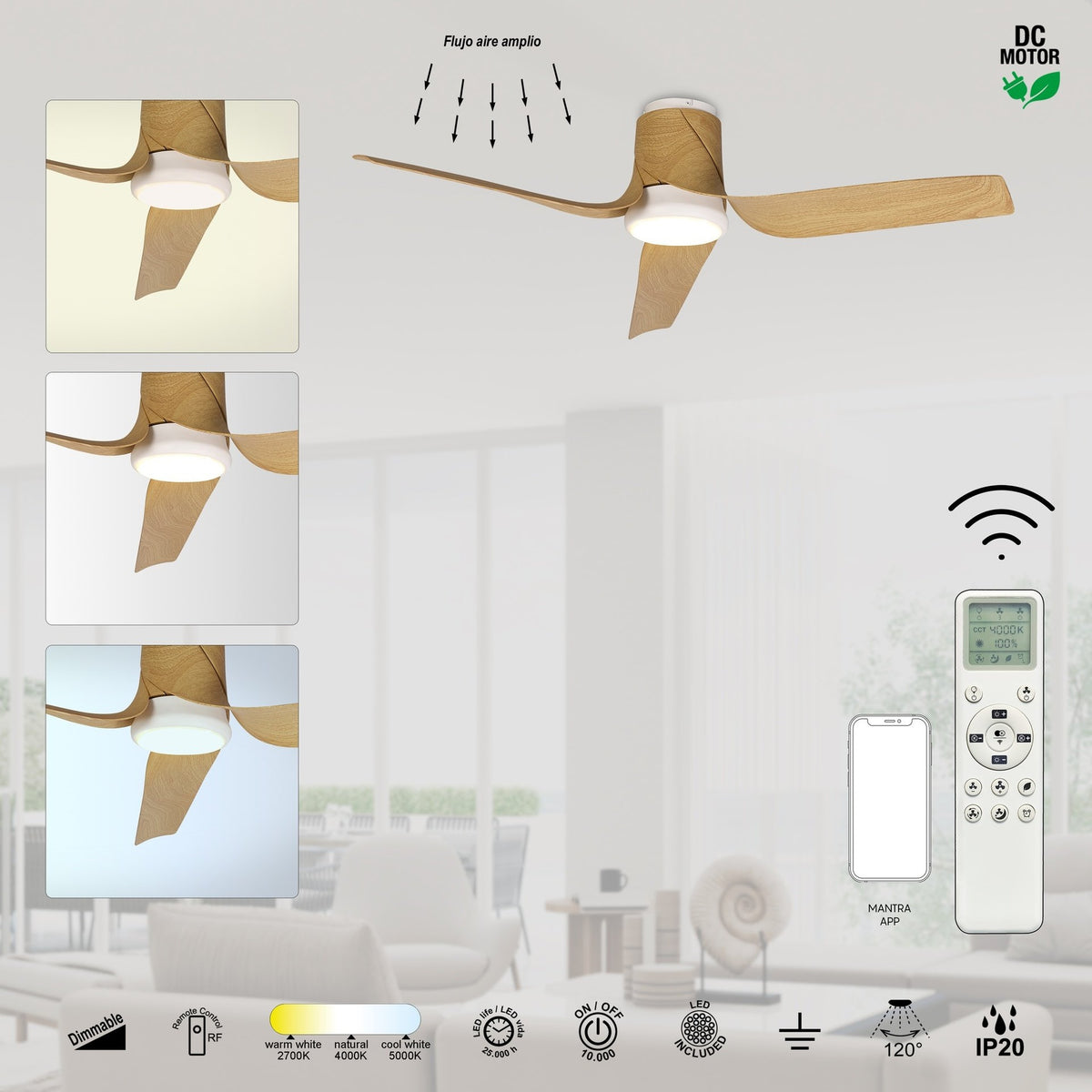 LAMPA WENTYLATOR SUFITOWY USHUAIA OD MANTRA 8719