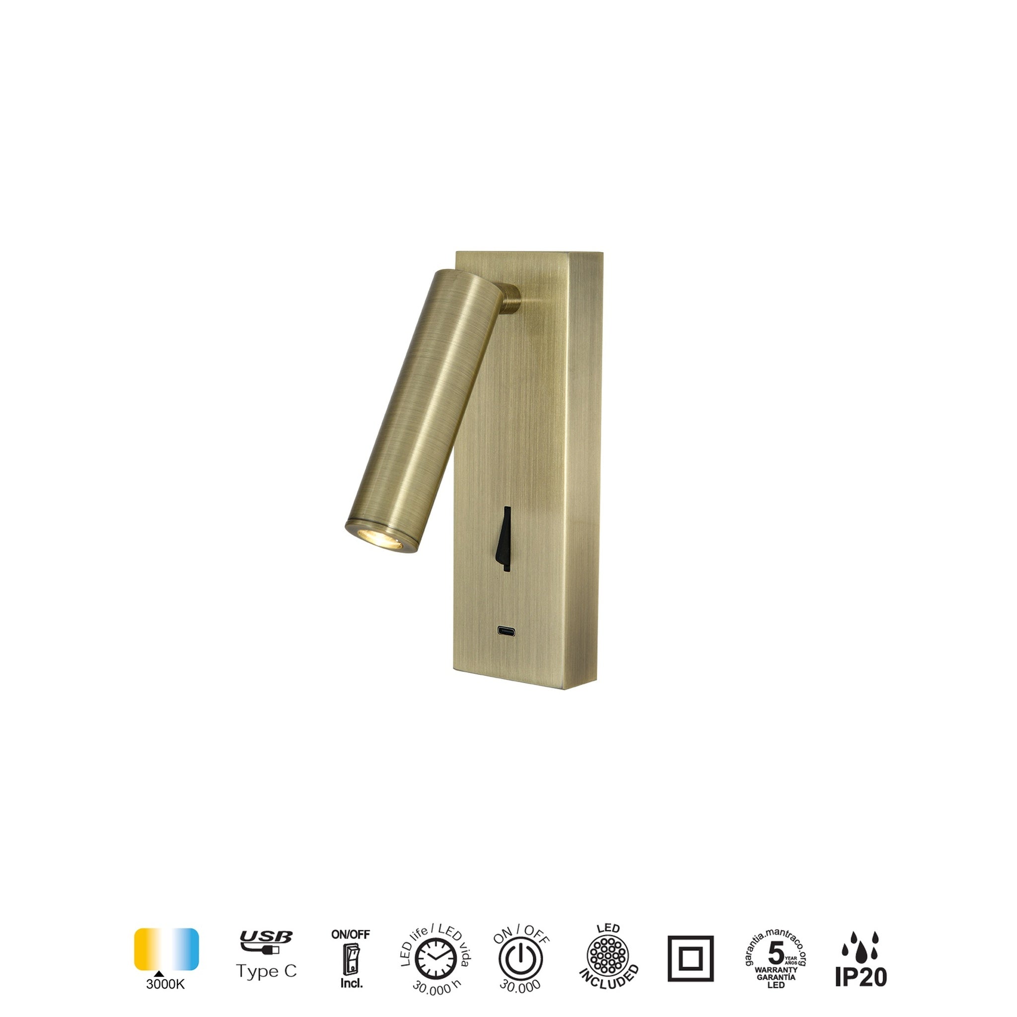 LAMPA ŚCIENNA TARIFA III OD MANTRA 8987