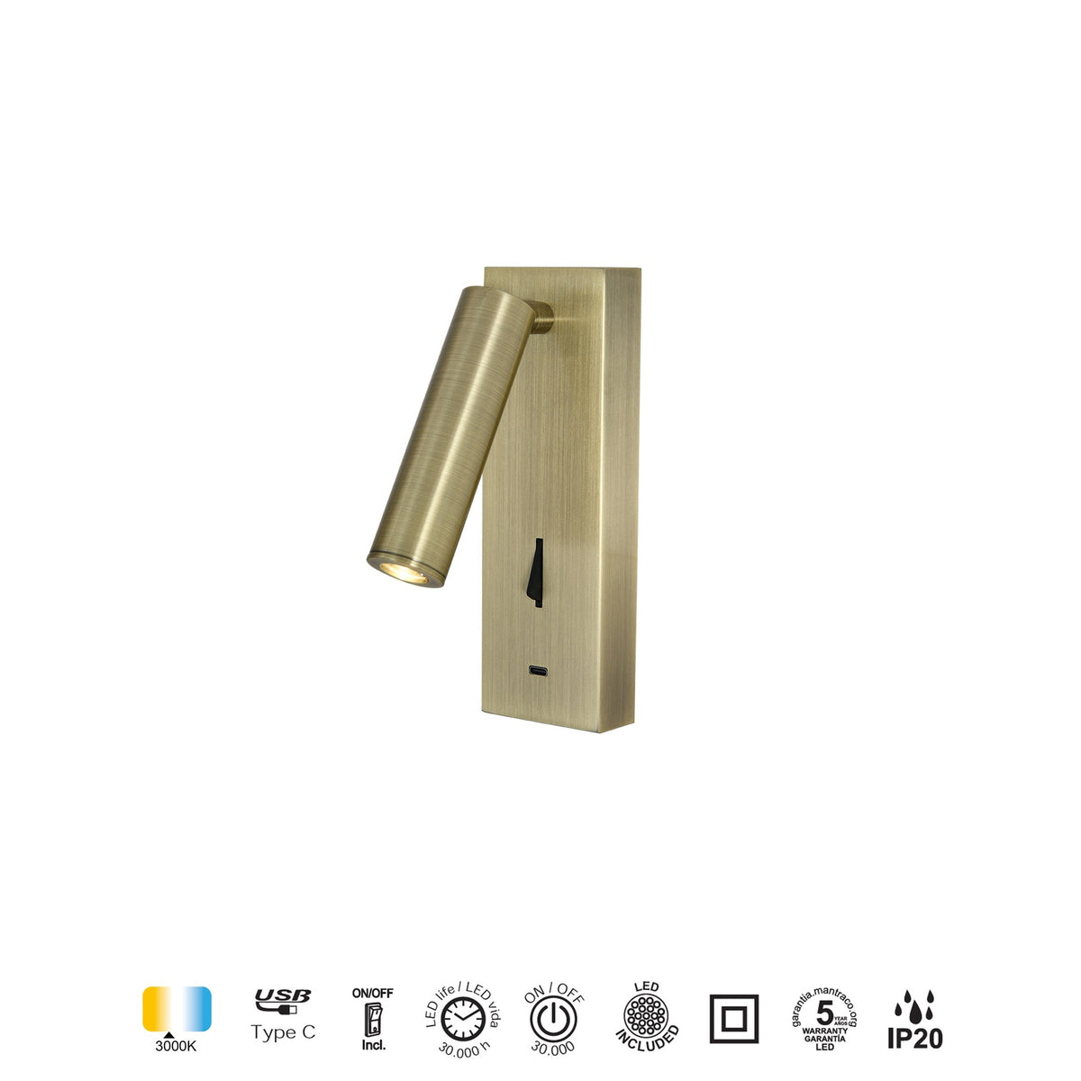 LAMPA ŚCIENNA TARIFA III OD MANTRA 8987