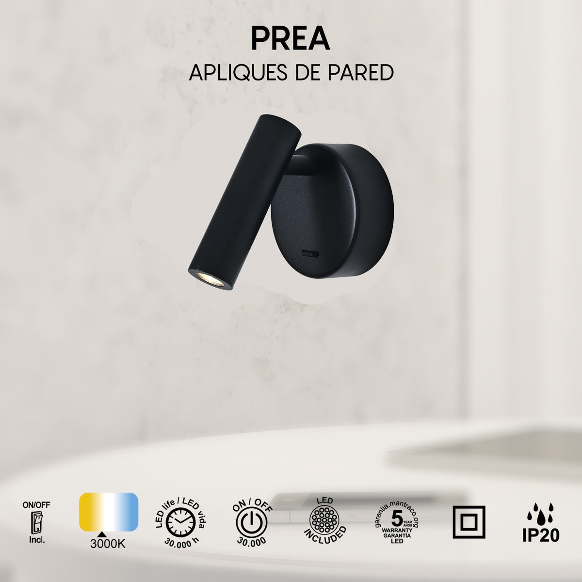 LAMPA ŚCIENNA PREA OD MANTRA 8834