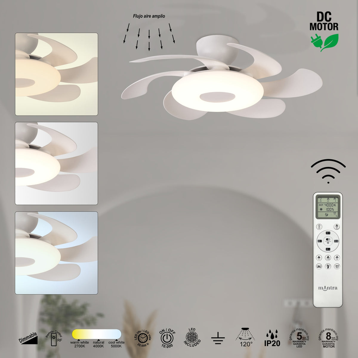LAMPA WENTYLATOR SUFITOWY FLOWER OD MANTRA 8703