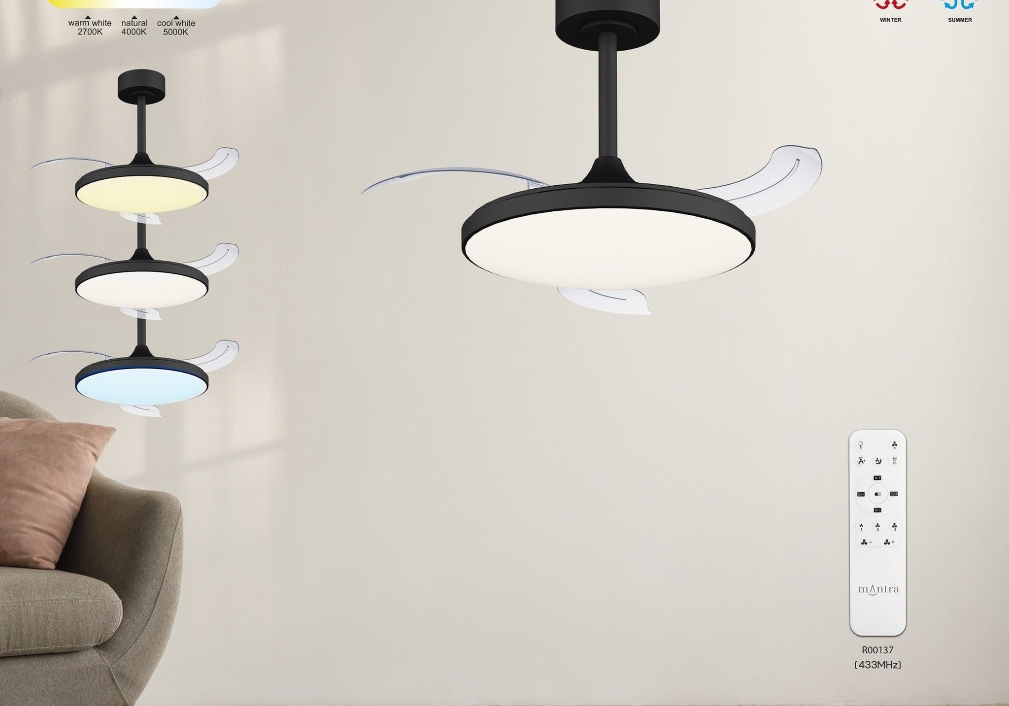 LAMPA WENTYLATOR SUFITOWY SLIM FAN MINI OD MANTRA 9056