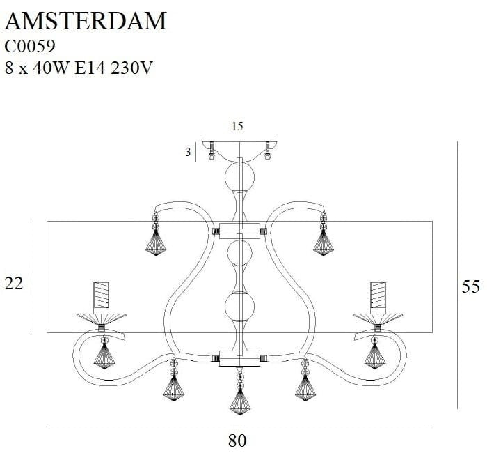 LAMPA PLAFON AMSTERDAM CHROM OD MAXLIGHT C0059