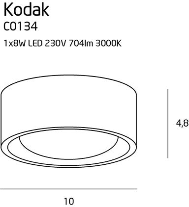 LAMPA PLAFON KODAK BIAŁY OD MAXLIGHT C0134