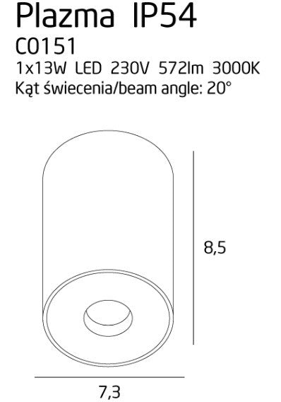 LAMPA PLAFON PLAZMA CZARNY OD MAXLIGHT C0151