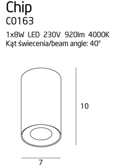 OŚWIETLENIE TECHNICZNE NATYNKOWE CHIP CZARNY OD MAXLIGHT C0163