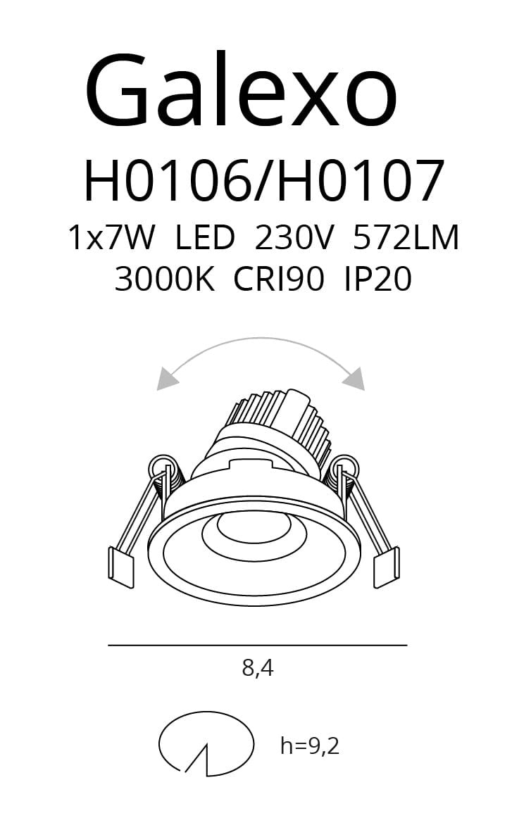 OŚWIETLENIE TECHNICZNE WPUSZCZANE GALEXO CZARNY OD MAXLIGHT H0107