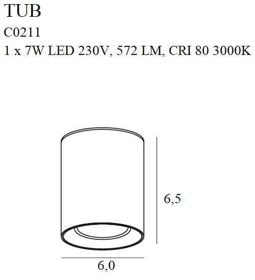 OŚWIETLENIE TECHNICZNE NATYNKOWE TUB CZARNY OD MAXLIGHT C0211