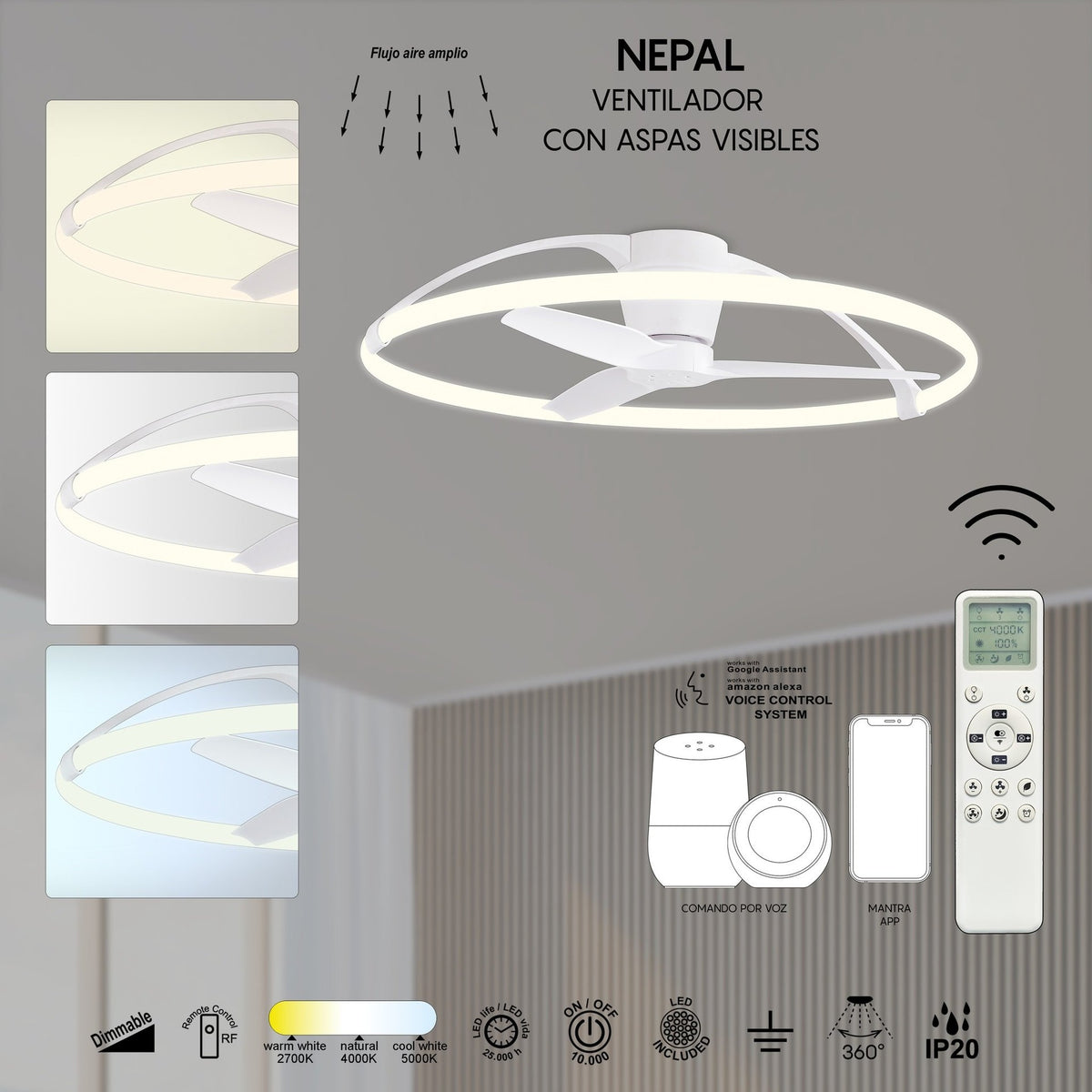 LAMPA WENTYLATOR SUFITOWY NEPAL OD MANTRA 7530