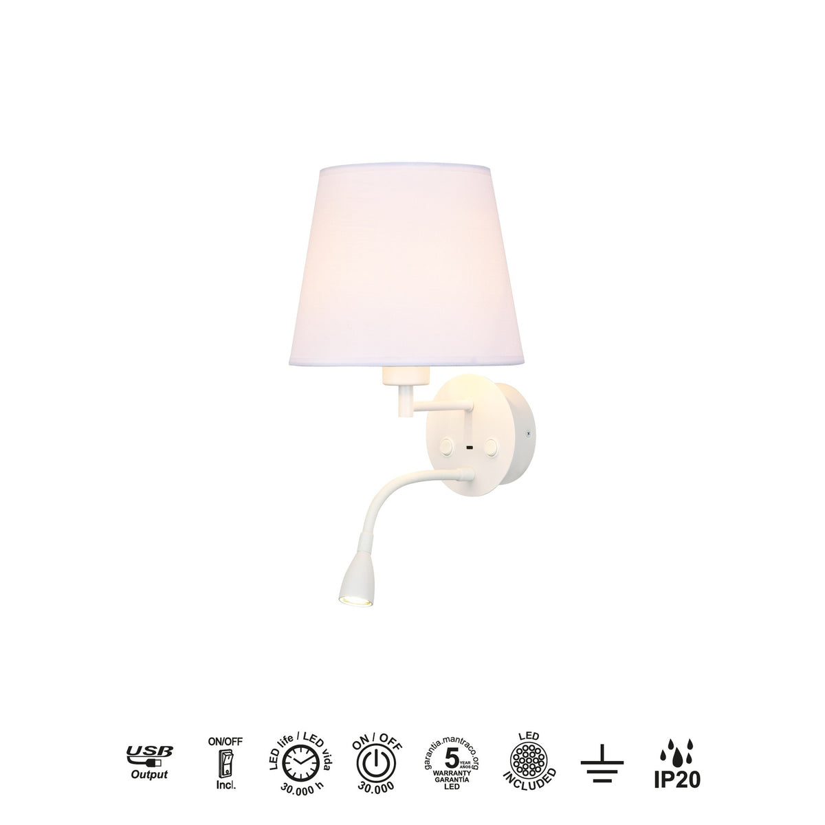 LAMPA ŚCIENNA CAICOS OD MANTRA 6091