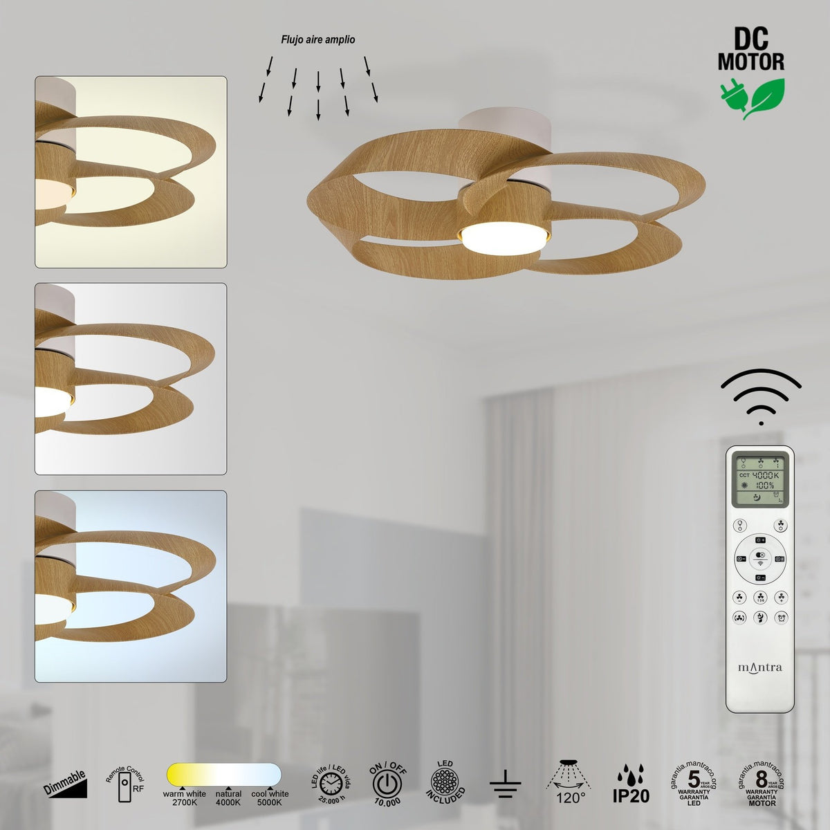 LAMPA WENTYLATOR SUFITOWY ROSE OD MANTRA 8707
