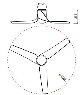 LAMPA WENTYLATOR SUFITOWY USHUALA CZARNY od MANTRA