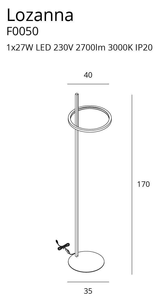 LAMPA PODŁOGOWA LOZANNA ZŁOTY OD MAXLIGHT F0050