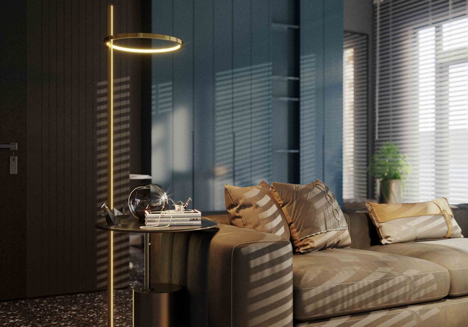 LAMPA PODŁOGOWA LOZANNA ZŁOTY OD MAXLIGHT F0050