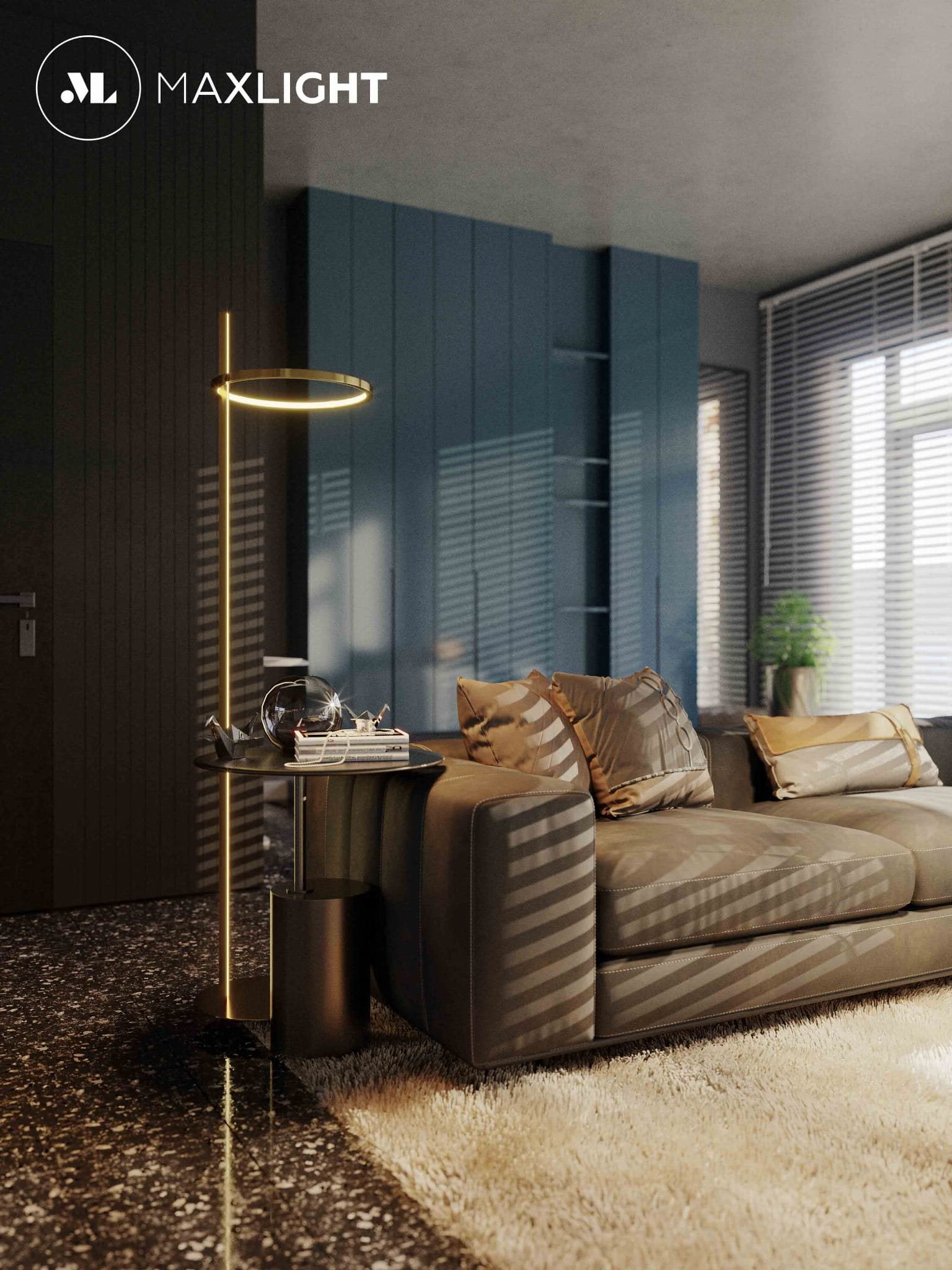 LAMPA PODŁOGOWA LOZANNA ZŁOTY OD MAXLIGHT F0050