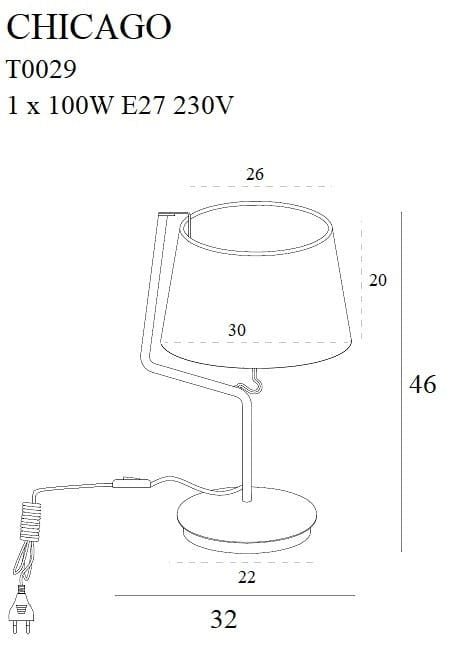 LAMPA  CHICAGO CZARNY OD MAXLIGHT T0029