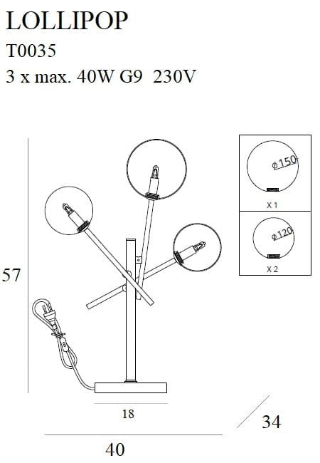LAMPA  LOLLIPOP MOSIĘŻNY OD MAXLIGHT T0035