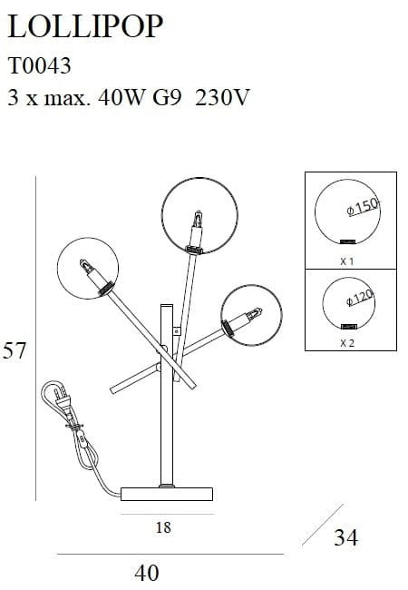 LAMPA  LOLLIPOP CZARNY OD MAXLIGHT T0043