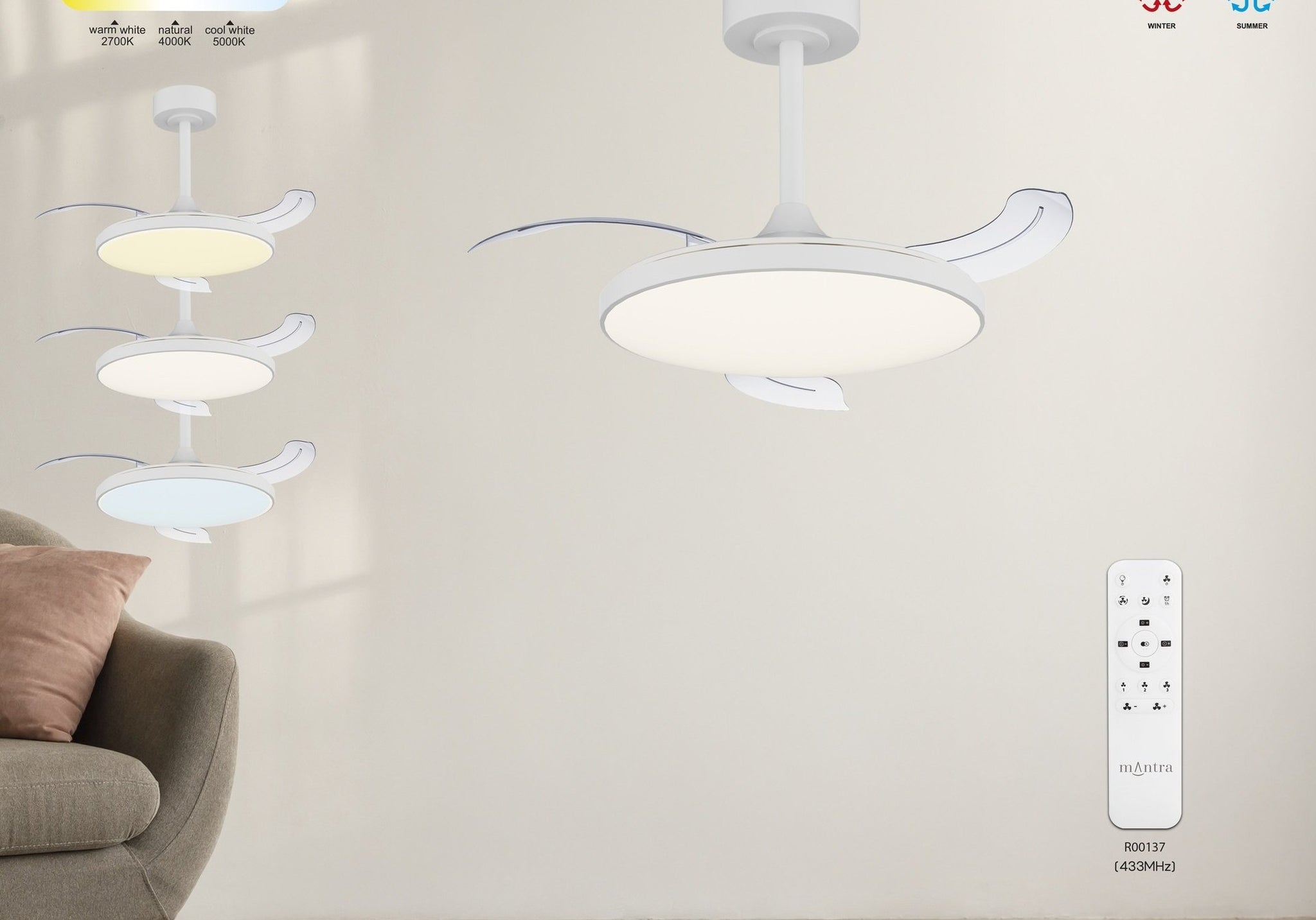 LAMPA WENTYLATOR SUFITOWY SLIM FAN MINI OD MANTRA 9008