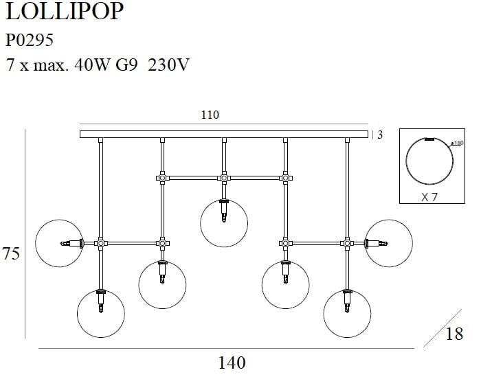 LAMPA  LOLLIPOP MOSIĘŻNY OD MAXLIGHT P0295