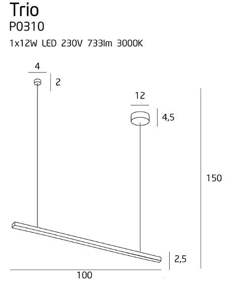 LAMPA  TRIO CZARNY OD MAXLIGHT P0310