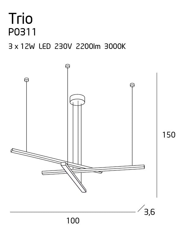 LAMPA  TRIO CZARNY OD MAXLIGHT P0311