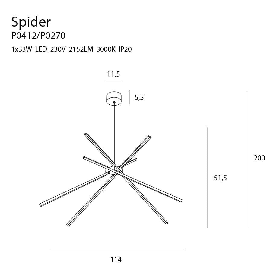 LAMPA  SPIDER CZARNY OD MAXLIGHT P0412