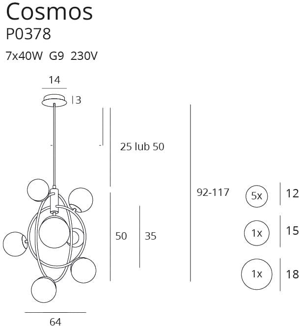 LAMPA  COSMOS ZŁOTY OD MAXLIGHT P0378