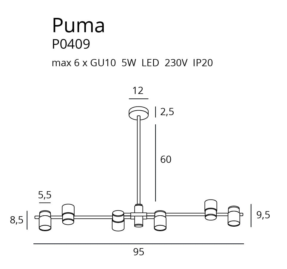 LAMPA  PUMA ZŁOTY OD MAXLIGHT P0409
