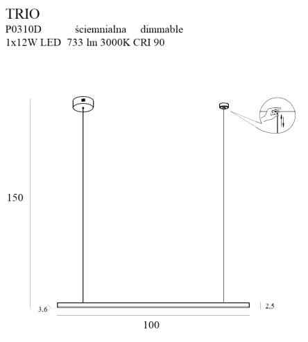 LAMPA  TRIO CZARNY OD MAXLIGHT P0310D