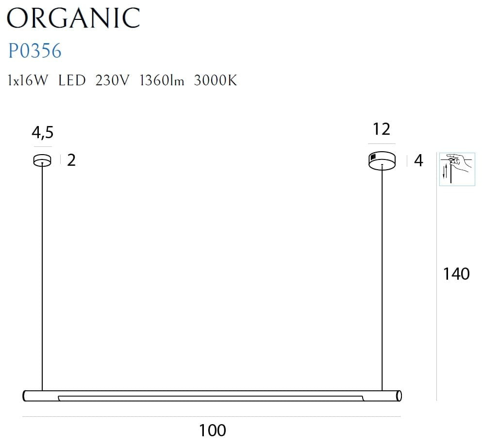 LAMPA  ORGANIC HO ZŁOTY OD MAXLIGHT P0356D