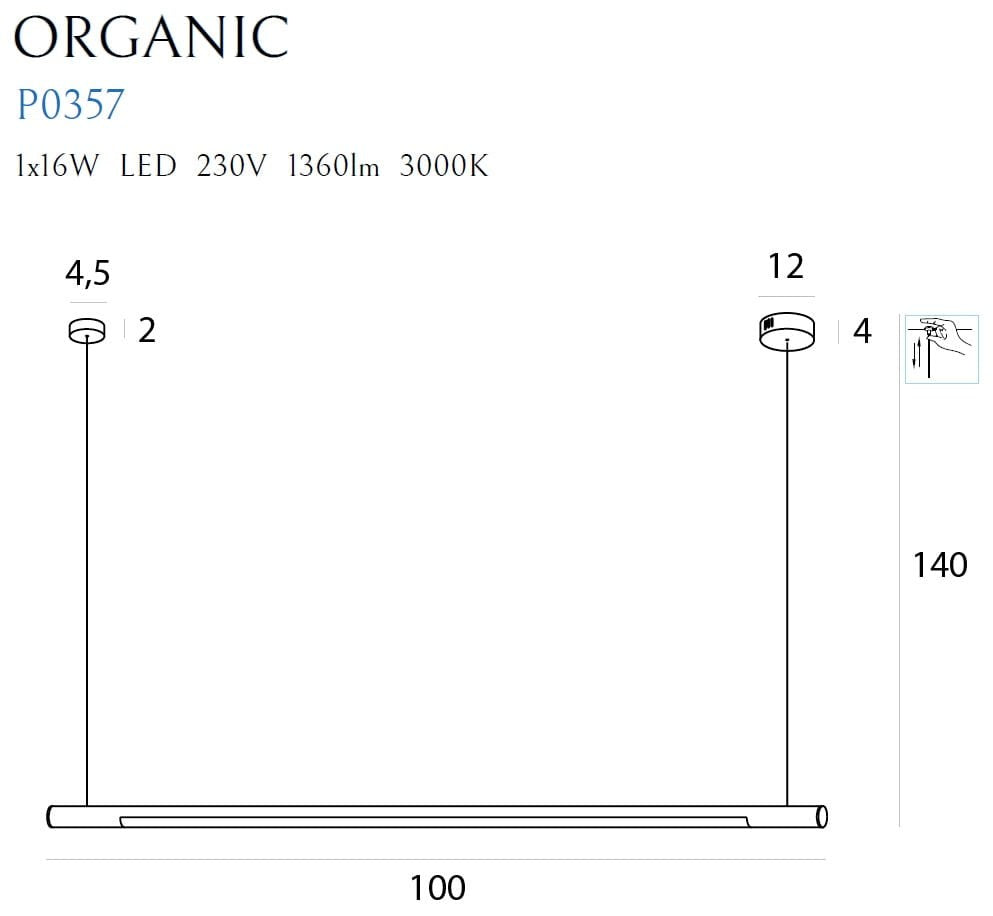 LAMPA  ORGANIC HO BIAŁY OD MAXLIGHT P0357D
