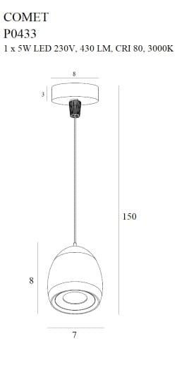 LAMPA  COMET CZARNY OD MAXLIGHT P0433