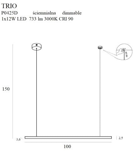 LAMPA  TRIO ZŁOTY OD MAXLIGHT P0425D