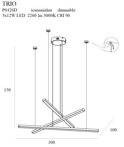 LAMPA  TRIO ZŁOTY OD MAXLIGHT P0426D