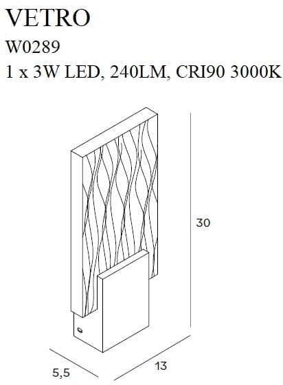 LAMPA KINKIET VETRO ZŁOTY OD MAXLIGHT W0289
