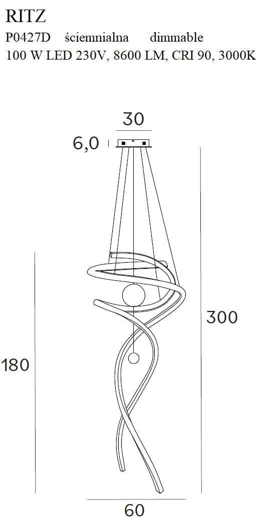 LAMPA  RITZ ZŁOTY OD MAXLIGHT P0427D