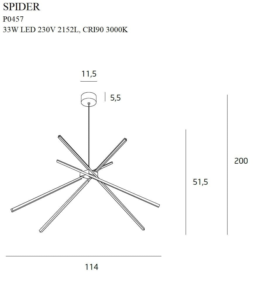 LAMPA  SPIDER ZŁOTY OD MAXLIGHT P0457