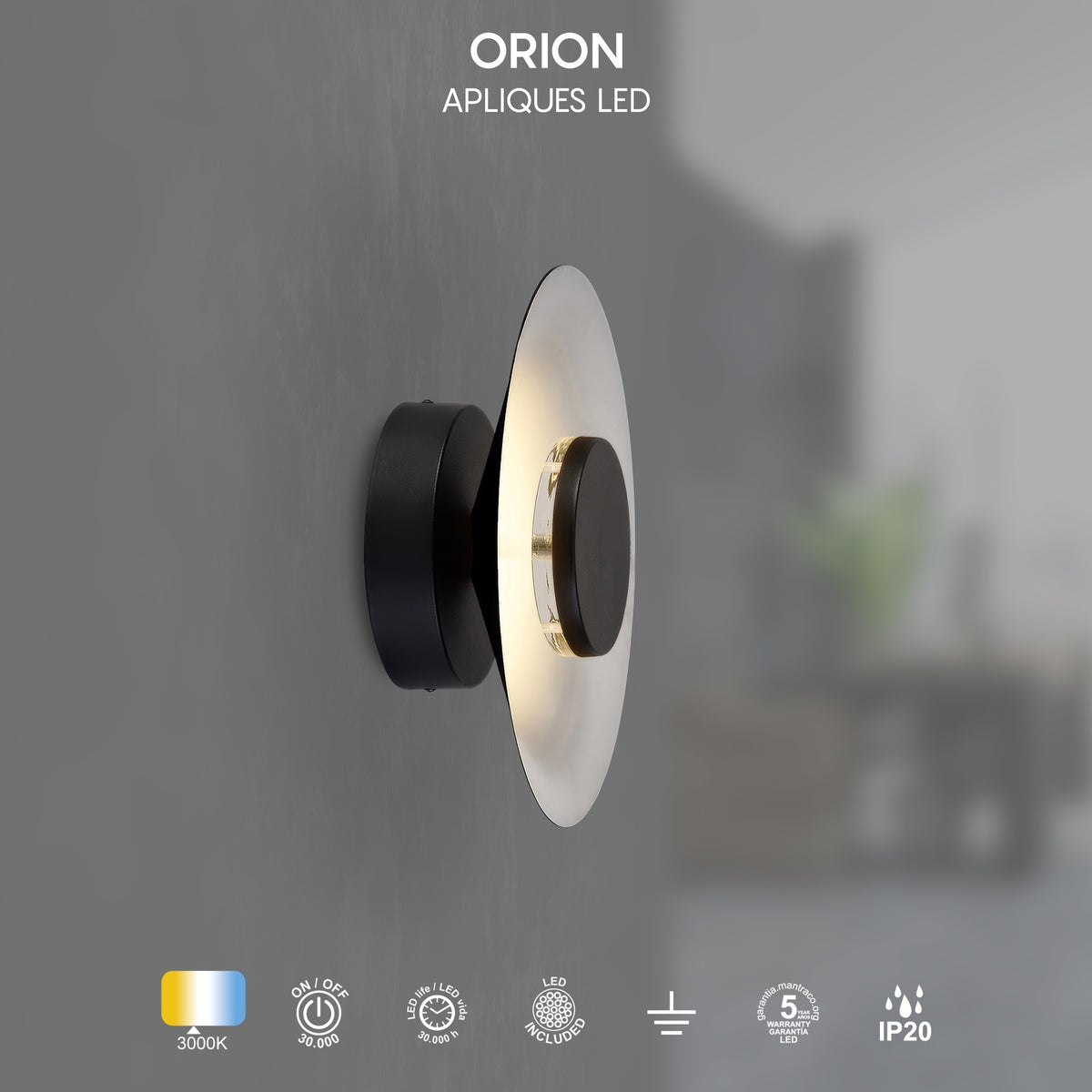 LAMPA ŚCIENNA ORION OD MANTRA 8122